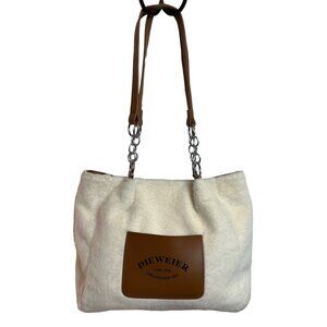 Dieweier Girls Fashion Bag Faux Fur Chain Top Handle White Large Capacity